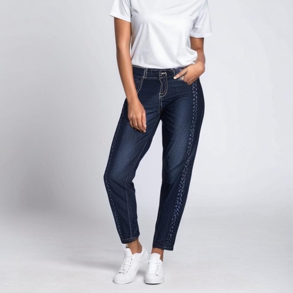 Miss Me Slim Boyfriend ankle with Aztec design embroidered Jeans - Picture 12 of 12